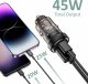 Ładowarka 4kom.pl Ładowarka samochodowa CC45W USB USB-C Type C 2-Port Car Charger PowerDelivery PD 45W QuickCharge QC 3.0 Black 5