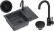 Zlewozmywak GraniteQ GO- SMART CZARNY zlewozmywak granitowy 1-k z/o (62x44x17,5) + bateria very black + syfon manualny z zaślepką very black 1
