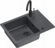 Zlewozmywak GraniteQ GO- SMART CZARNY zlewozmywak granitowy 1-k z/o (62x44x17,5) + bateria very black + syfon manualny z zaślepką very black 1