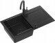 Zlewozmywak GraniteQ JOHNNY 111 GraniteQ zlewozmywak granitowy Pure Carbon 1-komorowy z/o (77x44x18,5), z syfonem black + bateria Kate Pure Carbon + dozownik + Qmata 1