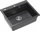 Zlewozmywak GraniteQ Quadron | KURT 110 | kuchenny zlewozmywak granitowy CZARNY kropkowany | wymiary: 59,5 x 50 x 21,5 cm | akcesoria: syfon, dozownik, deska, Qmata | 1-komorowy wpuszczany | podbudowa szafki: od 60 cm 3