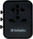 Verbatim 100-250 V Adapter podróżny, CEE7 (widelec) - gniazdo, czarny, Verbatim 3