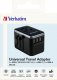 Verbatim 100-250 V Adapter podróżny, CEE7 (widelec) - gniazdo, czarny, Verbatim 8