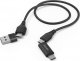 Kabel USB Hama USB-A - USB-C + micro-B + Lightning Czarny (002015370000) 2