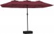 vidaXL vidaXL Podwójny parasol ogrodowy z LED, bordowy, 449x245 cm 2