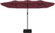 vidaXL vidaXL Podwójny parasol ogrodowy z LED, bordowy, 449x245 cm 5