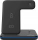 Ładowarka Canyon CANYON WS-302, 3in1 Wireless charger, with touch button for Running water light, Input 9V/2A,12V/1.5A  Output 15W/10W/7.5W/5W, Type c to USB-A cable length 1.2m,with QC18W EU plug 137*103*140mm, 0.22Kg, Black 1