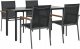 vidaXL 5-cz. zestaw mebli do ogrodu, czarny, textilene i stal 3
