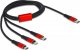 Kabel USB Delock USB-A - USB-C + micro-B + Lightning 1 m Czarno-czerwony (86711) 1