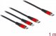 Kabel USB Delock USB-A - USB-C + micro-B + Lightning 1 m Czarno-czerwony (86711) 2