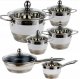 Hoffner Garnki ze stali nierdzewnej z białym paskiem Hoffner HF 9969 zestaw 12 elementów indukcja gaz 6