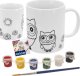 Orion Kubek do malowania z farbkami porcelanowy sowa 330 ml 3