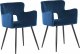 Beliani 2 krzesła do jadalni welurowe granatowy SANILAC 1