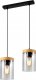 Lampa wisząca Candellux Wels lampa wisząca 2X40 czarny+drewniany klosz dymiony 32-21991 1