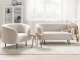 Beliani Sofa dwuosobowa tapicerowana beżowa z czarnym LOEN 3