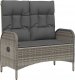vidaXL vidaXL Rozkładana ławka ogrodowa, poduszki, 107 cm, rattan PE, szara 2