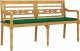 vidaXL Ławka Batavia z zielona poduszką, 150 cm, lite drewno tekowe 3