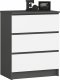Fabryka Mebli Akord Komoda do salonu K 60 cm 3 szuflady - grafit szary-biała 1