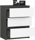 Fabryka Mebli Akord Komoda do salonu K 60 cm 3 szuflady - grafit szary-biała 2