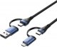 Kabel USB Vention USB-A + USB-C - microUSB + USB-C 2 m Czarny (CTLLH) 3