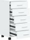 vidaXL Szafka z szufladami i kółkami, biała, wysoki połysk 5
