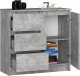 Fabryka Mebli Akord Komoda bezuchwytowa JERRY 80 cm nowoczesna 1 drzwi 3 szuflady 2 półki - beton 2