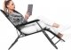 Springos Leżak składany metalowy zero gravity regulowana leżanka ogrodowa z zagłówkiem czarna UNIWERSALNY 18