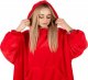 Springos Kocobluza damska męska oversize koc bluza 2w1 z kapturem XXL ciepła czerwone UNIWERSALNY 4