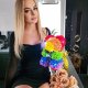 Springos Miś z płatków róż kolorowych 25 cm rose bear z lampkami LED biały zimny UNIWERSALNY 3