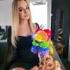 Springos Miś z płatków róż kolorowych 25 cm rose bear z lampkami LED biały zimny UNIWERSALNY 5