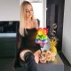Springos Miś z płatków róż kolorowych 25 cm rose bear z lampkami LED biały ciepły UNIWERSALNY 1
