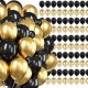 Springos Balony na urodziny 100 szt. dekoracje złoty/czarny UNIWERSALNY 1