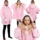 Springos Kocobluza damska oversize koc bluza 2w1 z kapturem ciepła różowa UNIWERSALNY 10