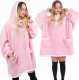 Springos Kocobluza damska oversize koc bluza 2w1 z kapturem ciepła różowa UNIWERSALNY 18