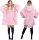 Springos Kocobluza damska oversize koc bluza 2w1 z kapturem ciepła różowa UNIWERSALNY 29