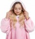 Springos Kocobluza damska oversize koc bluza 2w1 z kapturem ciepła różowa UNIWERSALNY 31