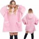 Springos Kocobluza damska oversize koc bluza 2w1 z kapturem ciepła różowa UNIWERSALNY 3