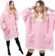 Springos Kocobluza damska oversize koc bluza 2w1 z kapturem ciepła różowa UNIWERSALNY 4