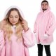 Springos Kocobluza damska oversize koc bluza 2w1 z kapturem ciepła różowa UNIWERSALNY 7