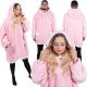 Springos Kocobluza damska oversize koc bluza 2w1 z kapturem ciepła różowa UNIWERSALNY 8