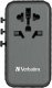Verbatim Uniwersalny adapter podróżny World-to-World UTA-06 , 2x USB-C PD, QC 4+, 2x USB-A QC 3.0, czarny, 100 W 3