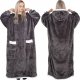 Springos Kocobluza damska męska oversize koc bluza 2w1 z kapturem XXL ciepła ciemny szary UNIWERSALNY 1