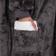 Springos Kocobluza damska męska oversize koc bluza 2w1 z kapturem XXL ciepła ciemny szary UNIWERSALNY 13