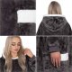Springos Kocobluza damska męska oversize koc bluza 2w1 z kapturem XXL ciepła ciemny szary UNIWERSALNY 2