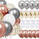 Springos Balony urodzinowe 50 szt. zestaw dekoracje białe, szare, różowe, z konfetti UNIWERSALNY 1