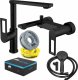 Sotbe SOTBE LOFT SVART bateria wannowa ścienna + wysoka bateria umywalkowa ruchoma 1
