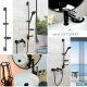 Sotbe SOTBE LOFT SVART Bateria prysznicowa ścienna CZARNA z drążkiem prysznicowym 80cm 8