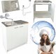 Stamar Biała Szafka Kuchenna Stojąca 80 cm + Zlew + Bateria Ścienna Chrom + Syfon 1