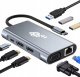 HUB USB TB Print HUB Adapter USB C 8w1 HDMIx2 USB VGA RJ45 PD 2