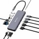 HUB USB Verbatim USB (3.2) hub 14-port, 32154, szary, długość przewodu 15cm, Verbatim, 2x USB C, 5x USB A, 2x HDMI, czytnik SD/micro SD 2